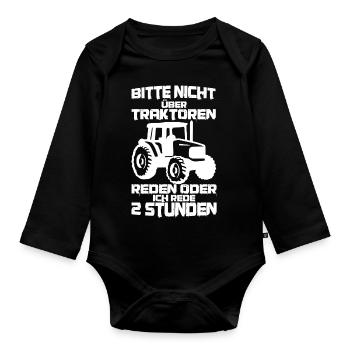 Traktor Spruch Lustig Bauer Landwirt Schlepper - Baby Bio-Langarm-Body - Schwarz - Vorne