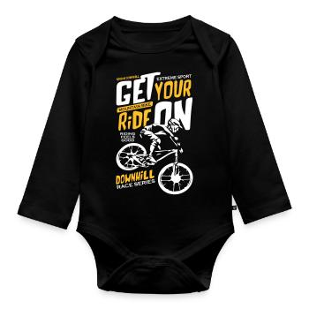 Downhill Race Series - Organic Longsleeve Baby Bodysuit - black - Front