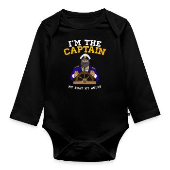 Captain - my boat my rules - Organic Longsleeve Baby Bodysuit - black - Front