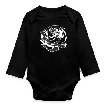 Rose - Body Bébé bio manches longues - noir - Devant