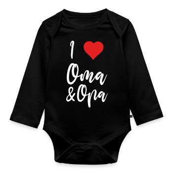 Baby, I Love Grandma and Grandpa Gift Idea - Organic Longsleeve Baby Bodysuit - black - Front