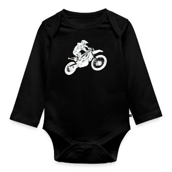 Dirtbike / Biker / Cross / Geschenk - Baby Bio-Langarm-Body - Schwarz - Vorne