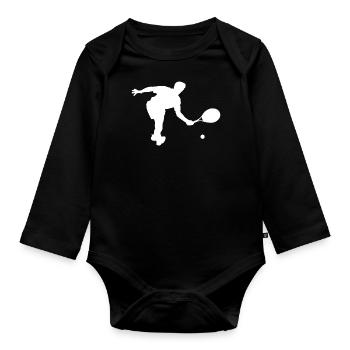 Tennis joueur de tennis raquette de tennis balle de tennis - Body Bébé bio manches longues - noir - Devant