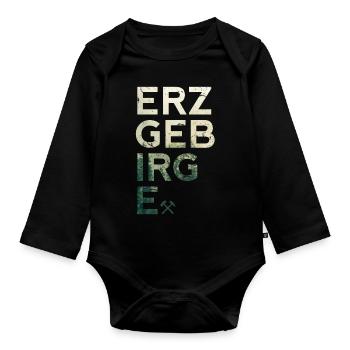 Erzgebirge Mode und Kleidung - Schlägel und Eisen - Baby Bio-Langarm-Body - Schwarz - Vorne