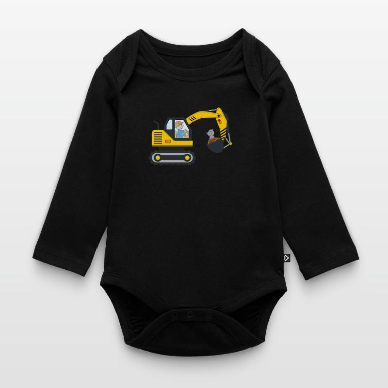 Bagger Baustelle Berufe Baggerfahrer Geschenk Baby Bio-Langarm-Body