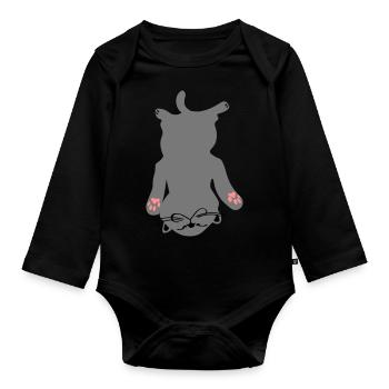 Cat Relaxed Carthusian Chartreux funny - Organic Longsleeve Baby Bodysuit - black - Front