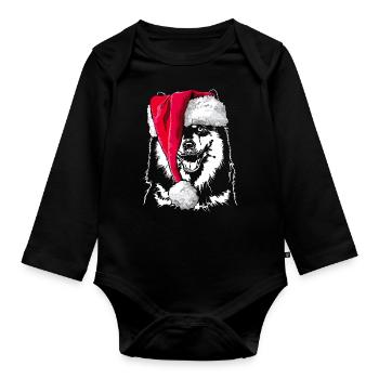 FINNISH LAPPHUND Finnish Lapphund Christmas - Organic Longsleeve Baby Bodysuit - black - Front