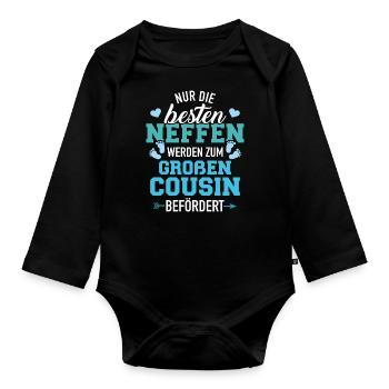 Großer Cousin - Baby Bio-Langarm-Body - Schwarz - Vorne