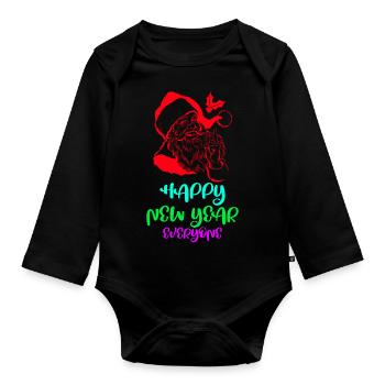 Bonne année bonne année - Body Bébé bio manches longues - noir - Devant