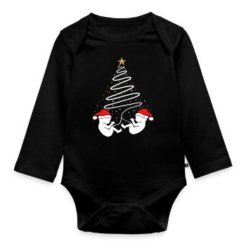 Annonce de Noël de jumeaux de grossesse de Noël - Body Bébé bio manches longues - noir - Devant
