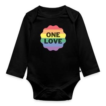 ONE LOVE - Baby Bio-Langarm-Body - Schwarz - Vorne