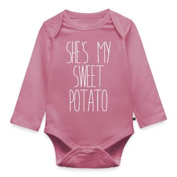 Elle est ma patate douce - Body Bébé bio manches longues - mauve - Devant
