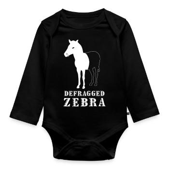 Cadeau de geek d'administration de l'informaticien Zebra défraggé - Body Bébé bio manches longues - noir - Devant