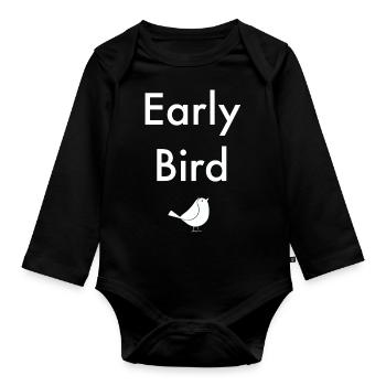 Early Bird - Organic Longsleeve Baby Bodysuit - black - Front