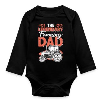 Legende Farmer Papa - Baby Bio-Langarm-Body - Schwarz - Vorne