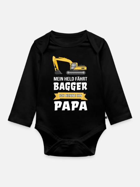 Bagger Baggerfahrer Bauarbeiter Papa Geschenk - Baby Bio-Langarm-Body - Schwarz