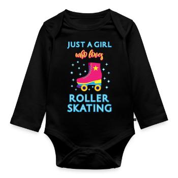 Juste une fille qui aime roller skating II - Body Bébé bio manches longues - noir - Devant