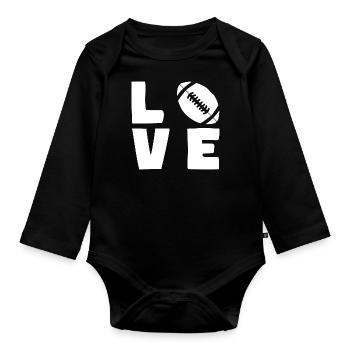 American Football Rugby LOVE Sport - Body Bébé bio manches longues - noir - Devant