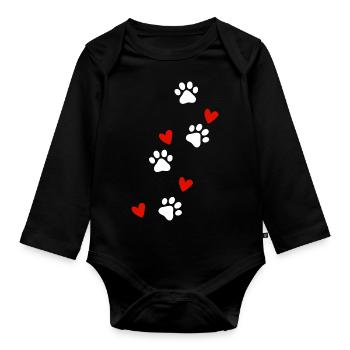 dogs lover - Body Bébé bio manches longues - noir - Devant