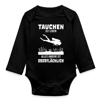 Tauchen Taucher Tauch Liebhaber lustiger Spruch - Baby Bio-Langarm-Body - Schwarz - Vorne