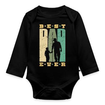 Best Dad Ever Retro Dad and Son Father Gift - Organic Longsleeve Baby Bodysuit - black - Front