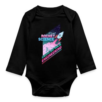 It's not Rocket Science, it's Aerospace - Organic Longsleeve Baby Bodysuit - black - Front