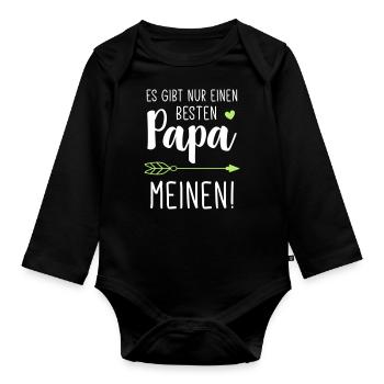Es gibt nur einen Besten Papa / Bester Papa - Baby Bio-Langarm-Body - Schwarz - Vorne
