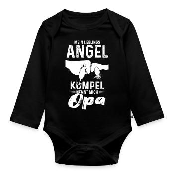 Mein Lieblings Angel Kumpel nennt mich Opa Angler - Baby Bio-Langarm-Body - Schwarz - Vorne