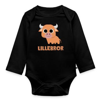 Little Brother Bull Siblings Brothers Gift Best Animals - Organic Longsleeve Baby Bodysuit - black - Front