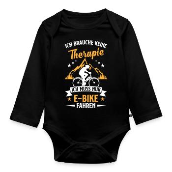 E Bike MTB Spruch Elektro Fahrrad Geschenk - Baby Bio-Langarm-Body - Schwarz - Vorne