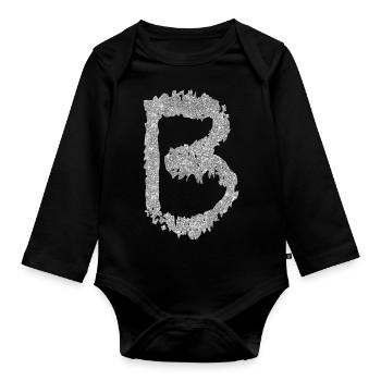 Lettre B Nom du cadeau - Body Bébé bio manches longues - noir - Devant