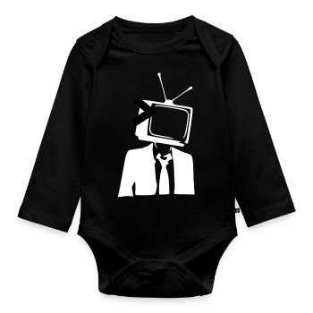 Télévision tv comme tête - Body Bébé bio manches longues - noir - Devant