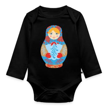Matryochka cadeau poupée URSS Russie - Body Bébé bio manches longues - noir - Devant