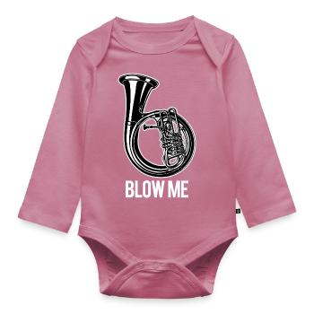 BLOW TRUMPET w - Organic Longsleeve Baby Bodysuit - mauve - Front