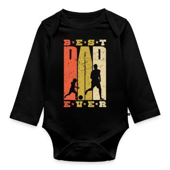 Best Dad Ever Vater Sohn Papa Fußball Fußballer - Baby Bio-Langarm-Body - Schwarz - Vorne