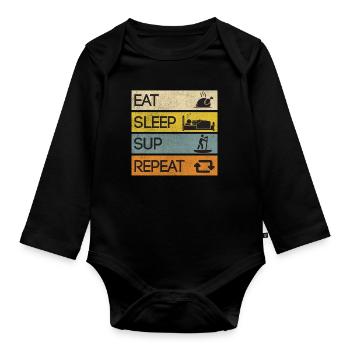 Stand-Up Paddle Paddleboarding SUP Vintage - Organic Longsleeve Baby Bodysuit - black - Front