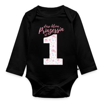 Prinzessin 1 Jahr geburtstag erster Geburtstag - Baby Bio-Langarm-Body - Schwarz - Vorne