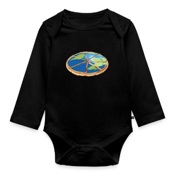 Pizza carries earth - Organic Longsleeve Baby Bodysuit - black - Front