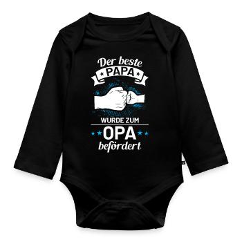 Papa Opa Vintage Spruch - Baby Bio-Langarm-Body - Schwarz - Vorne