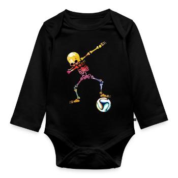 Fußball Mann Soccer Jungs Torwart outfit Bolzen - Baby Bio-Langarm-Body - Schwarz - Vorne