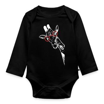 Nerd Giraffe mit Brille - Baby Bio-Langarm-Body - Schwarz - Vorne