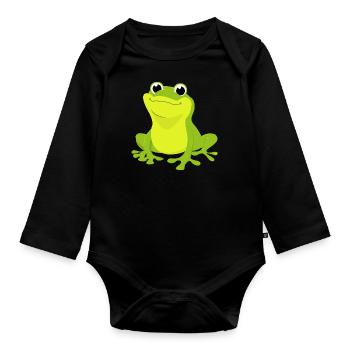 Frog Frog King Toad Frog Green Cartoon Quak - Organic Longsleeve Baby Bodysuit - black - Front
