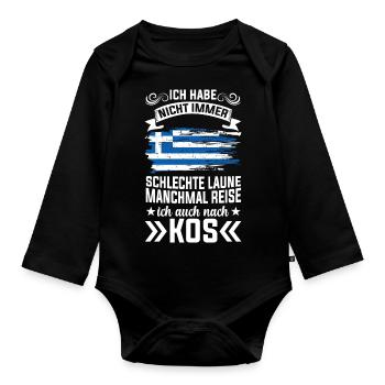 Kos Griechenland - Baby Bio-Langarm-Body - Schwarz - Vorne