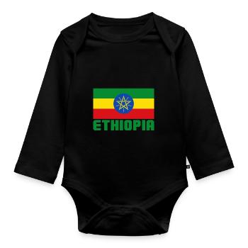 Ethiopia - Organic Longsleeve Baby Bodysuit - black - Front