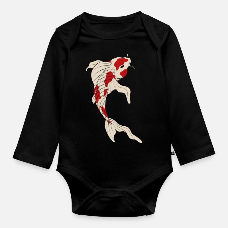Carpe koï - Body Bébé bio manches longues - noir