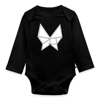 Schmetterling Tangram Black Edition No.1 - Baby Bio-Langarm-Body - Schwarz - Vorne