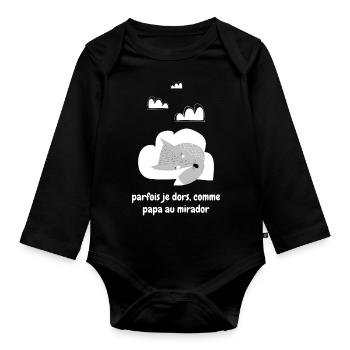 Parfois je Dors Comme Papa au Mirador - Body Bébé bio manches longues - noir - Devant