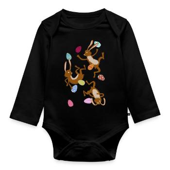 fallende Osterhasen - Baby Bio-Langarm-Body - Schwarz - Vorne