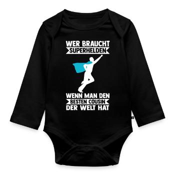 Bester Cousin der Welt - Baby Bio-Langarm-Body - Schwarz - Vorne