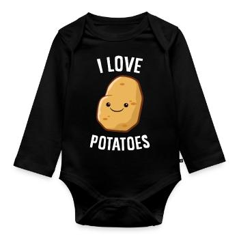 Pomme de terre - J’adore les pommes de terre - Body Bébé bio manches longues - noir - Devant